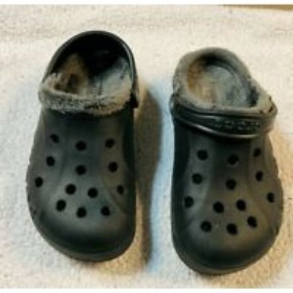 Crocs mens 5 womens 7 fleece lined clog shoes solid gray - Picture 2 of 6